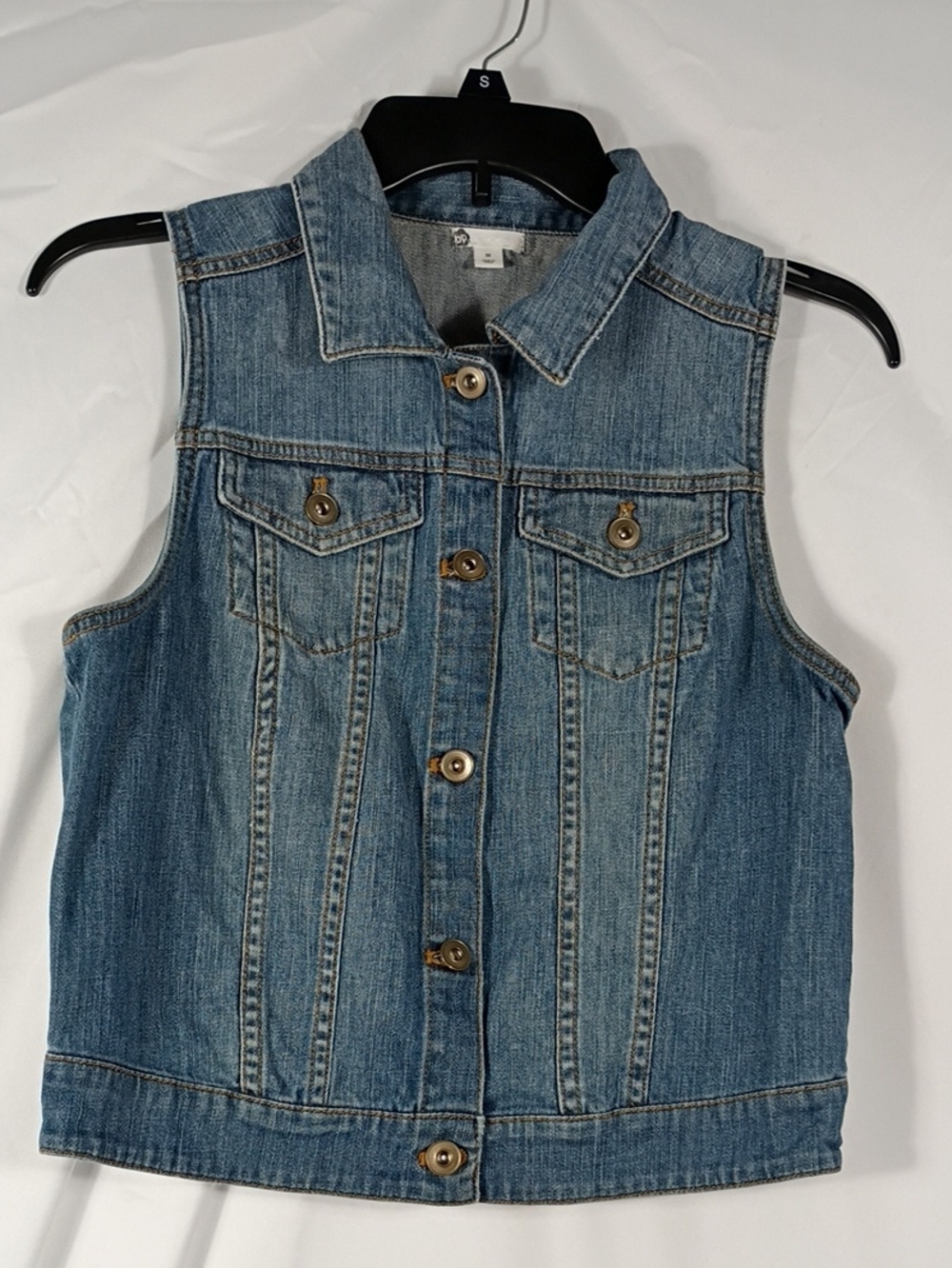 EUC bp Light Blue Denim Vest with Contrast Stitching Women's Size Medium